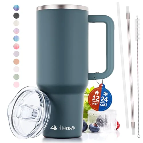 Enhanced 40 oz Tumbler With Handle and Straw Made of Stainless Steel High-Quality
