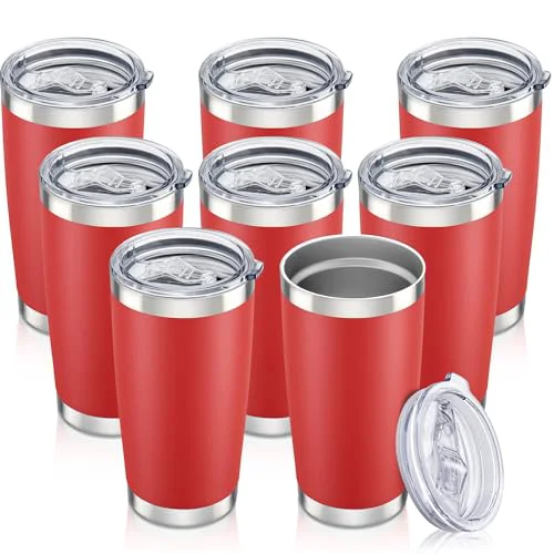 Refined 20 oz Tumbler with Lid Stainless Steel Insulated Tumblers Bulk Cups Mug 8 Count Effective