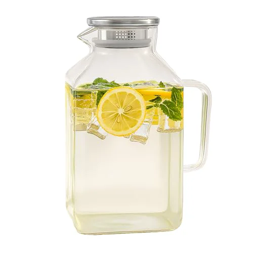 Crafted Glass Pitcher with Lid and Spout Powerful