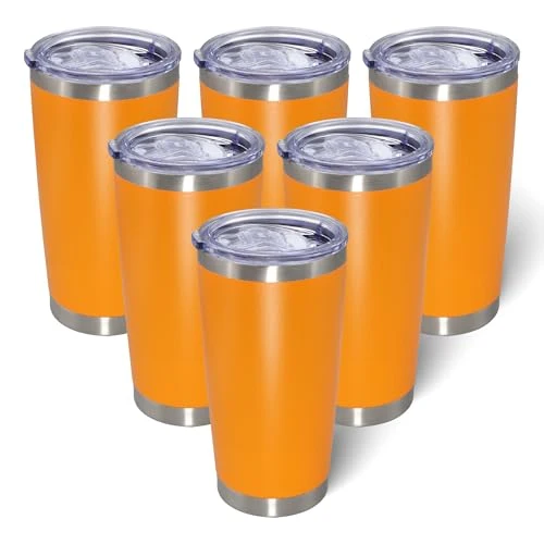 Responsible 20oz Tumbler with Lid Stainless Steel Tumblers Insulated Mug Orange 6P 6 Count Contemporary