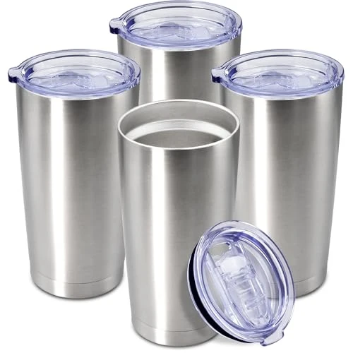 Green 20oz Tumbler Insulated Coffee Tumblers with Lid Stainless Steel SS 4P 4 Count Proven