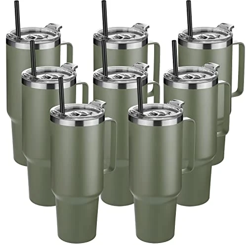 Responsible 40 oz Stainless Steel Tumbler with Handle 8 Count Contemporary