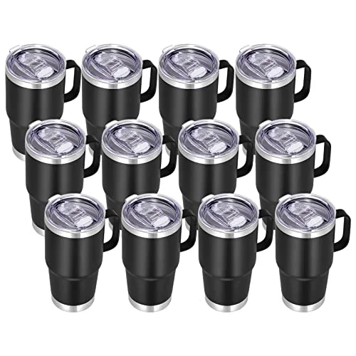 Casual 20 oz Tumbler Bulk with Handle Lid and Straw 12 Count Lightweight