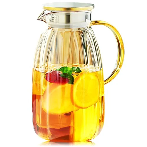 Secure 68OZ Glass Pitcher with Lid and Spout Premium Material