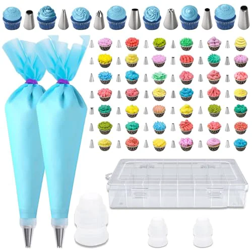 Consistent 55PCS Piping Bags Tips Set Reusable Pastry Bags and Frosting Tips Cakes Decorating Kit for Cookie Icing Sophisticated