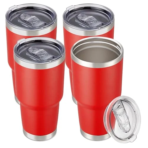 Easy-to-Use 30 oz Tumbler with Lid Stainless Steel Tumblers Bulk 4 Count Fashionable