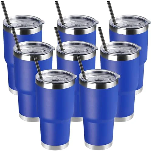 Crafted 30oz Tumbler Bulk with Lid and Straw 8 Count Fine Crafted