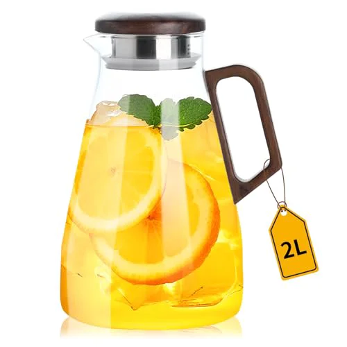 Stylish 2L Glass Pitcher with Lid and Spout Consistent