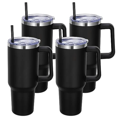 Innovative 40 oz Tumbler with Handle and Straw 4 Count Durable