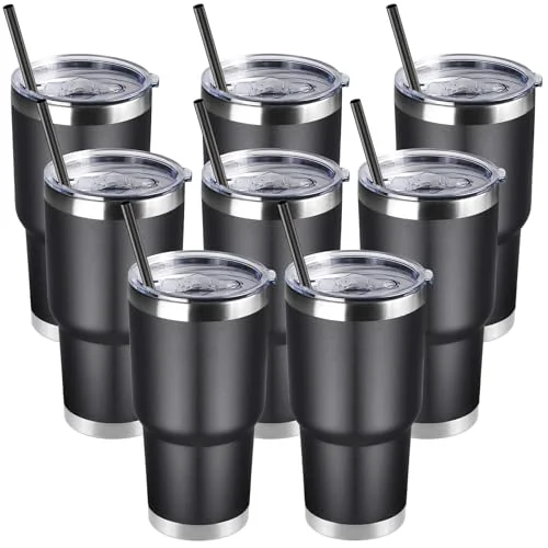 Premium 30oz Tumbler Bulk with Lid and Straw 8 Count Safe