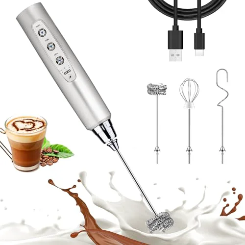 Convenient Silver Milk Frother Wand for Coffee Original