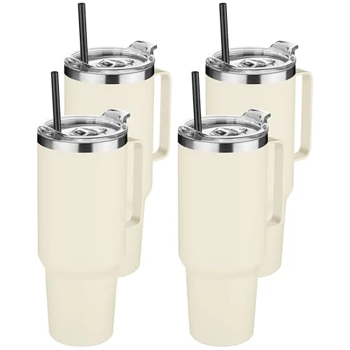 Premium Material 40 oz Stainless Steel Tumbler with Handle 4 Count Outstanding