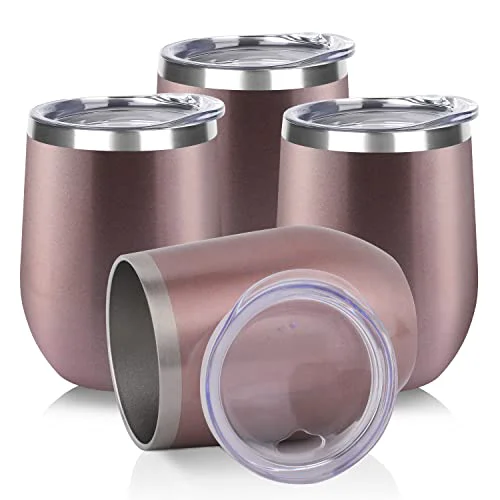 Soft Stainless Steel Wine Tumbler Bulk with Lid 4 Count Enhanced