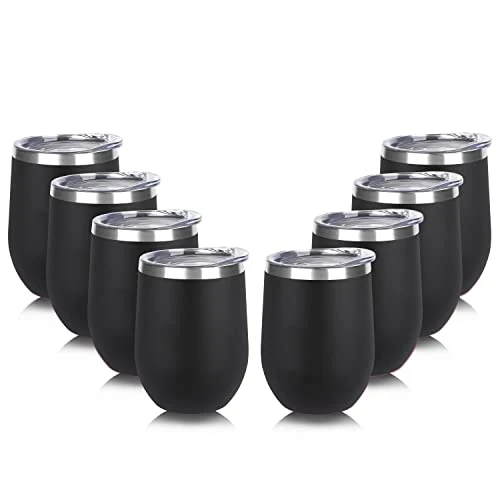 Dependable Stainless Steel Wine Tumbler Bulk with Lid 8 Count Eco-Friendly