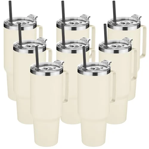 Premium 40 oz Stainless Steel Tumbler with Handle 8 Count Smart
