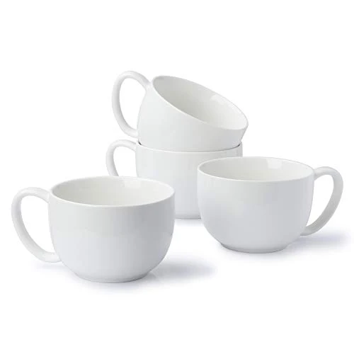Exclusive Porcelain 22oz Large Coffee Mugs Set of 4 4 Count Casual