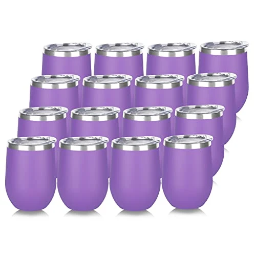 Contemporary Stainless Steel Wine Tumbler Bulk with Lid 16 Count Relaxed