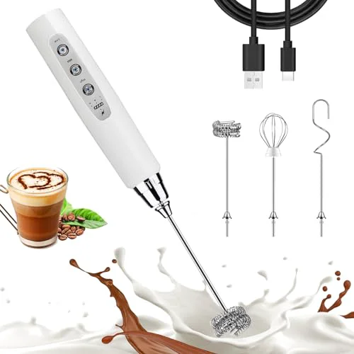 Modern White Milk Frother Wand for Coffee Fast