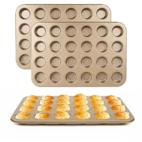 Lightweight 24 Cup Nonstick Mini Cupcake Muffin Pans 3 Count Official