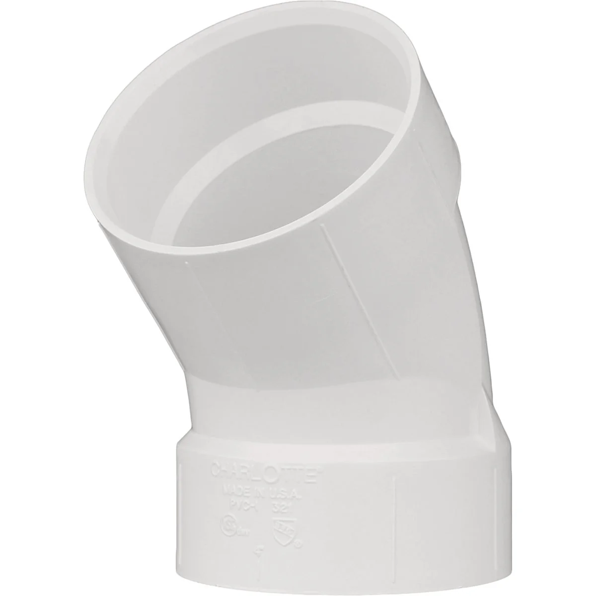 Crafted Charlotte Pipe 1-1 4 In. Schedule 40 45 Deg. Short Radius DWV PVC Elbow 1 8 Bend Expertly Made