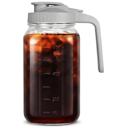 Practical 32oz 1 quart Glass Pitcher with Lid Mason Jar Pitcher Glass Container Fine