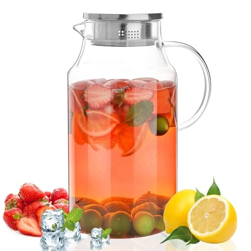 Organic 128oz Glass Pitcher with Lid Certified