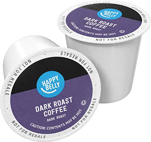 Reusable Amazon Brand Happy Belly Dark Roast Coffee Pods 100 Count Premium