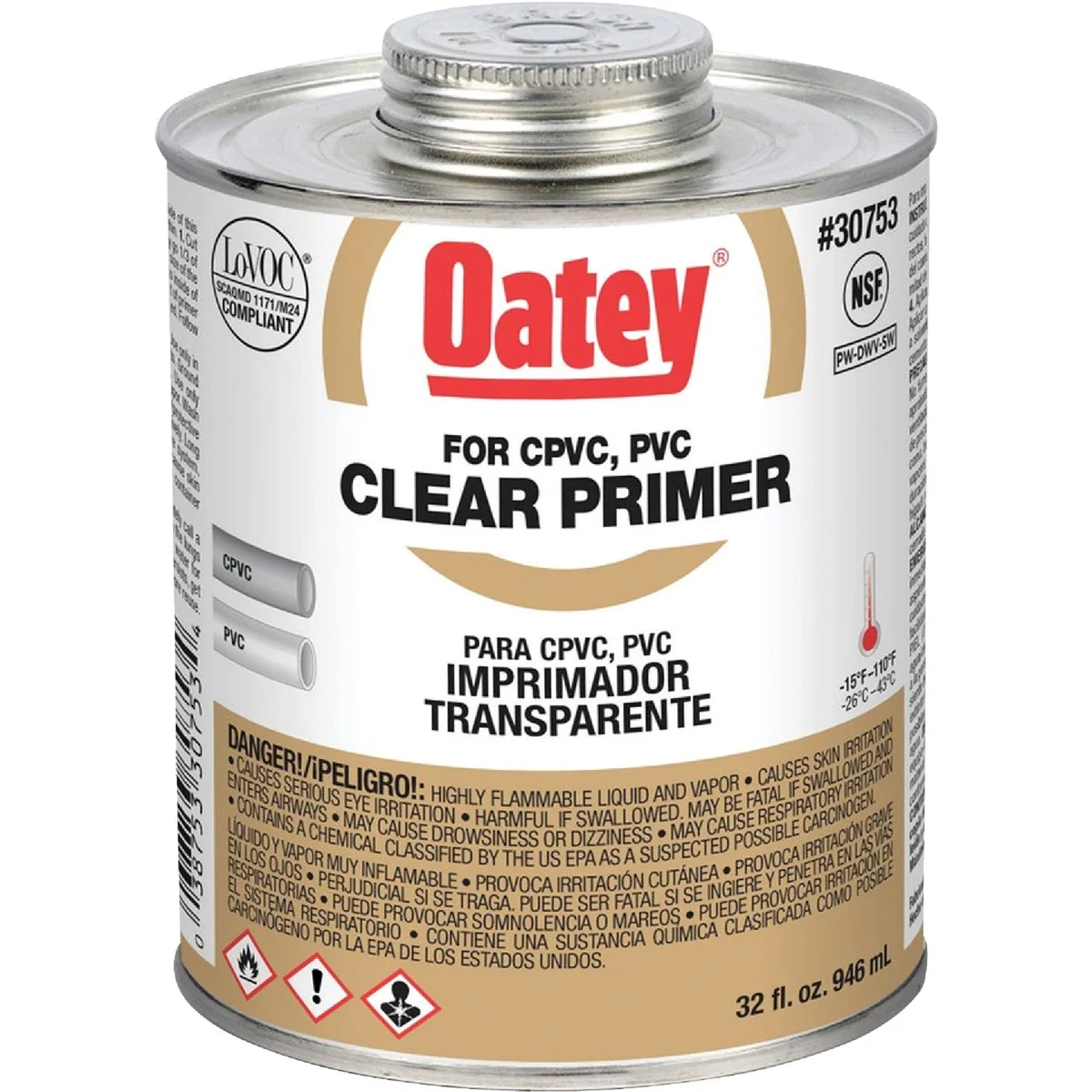 Healthy Oatey 32 Oz. Clear Pipe and Fitting Primer for PVC CPVC Eco-Friendly