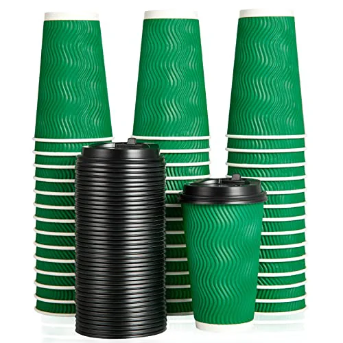 Reusable 80 Count 16 oz Coffee Cups with Lids Crafted