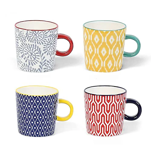 High-Quality KitchenTour Porcelain Espresso Cups 4 ounce set of 4 for Coffee Machine 4 Count Breathable