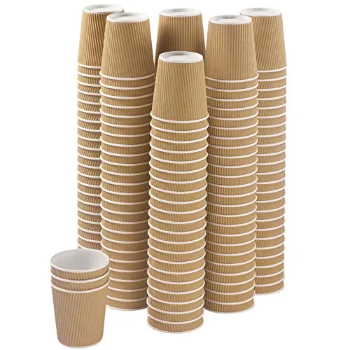 Clean 150 4 oz Ripple Kraft Paper Cups Brown Hot Cold Cups 3 Layer Rippled Small Insulated Disposable Coffee Cups for Cappuccino Hot Cocoa or Iced Drinks 150 Count Next-Generation
