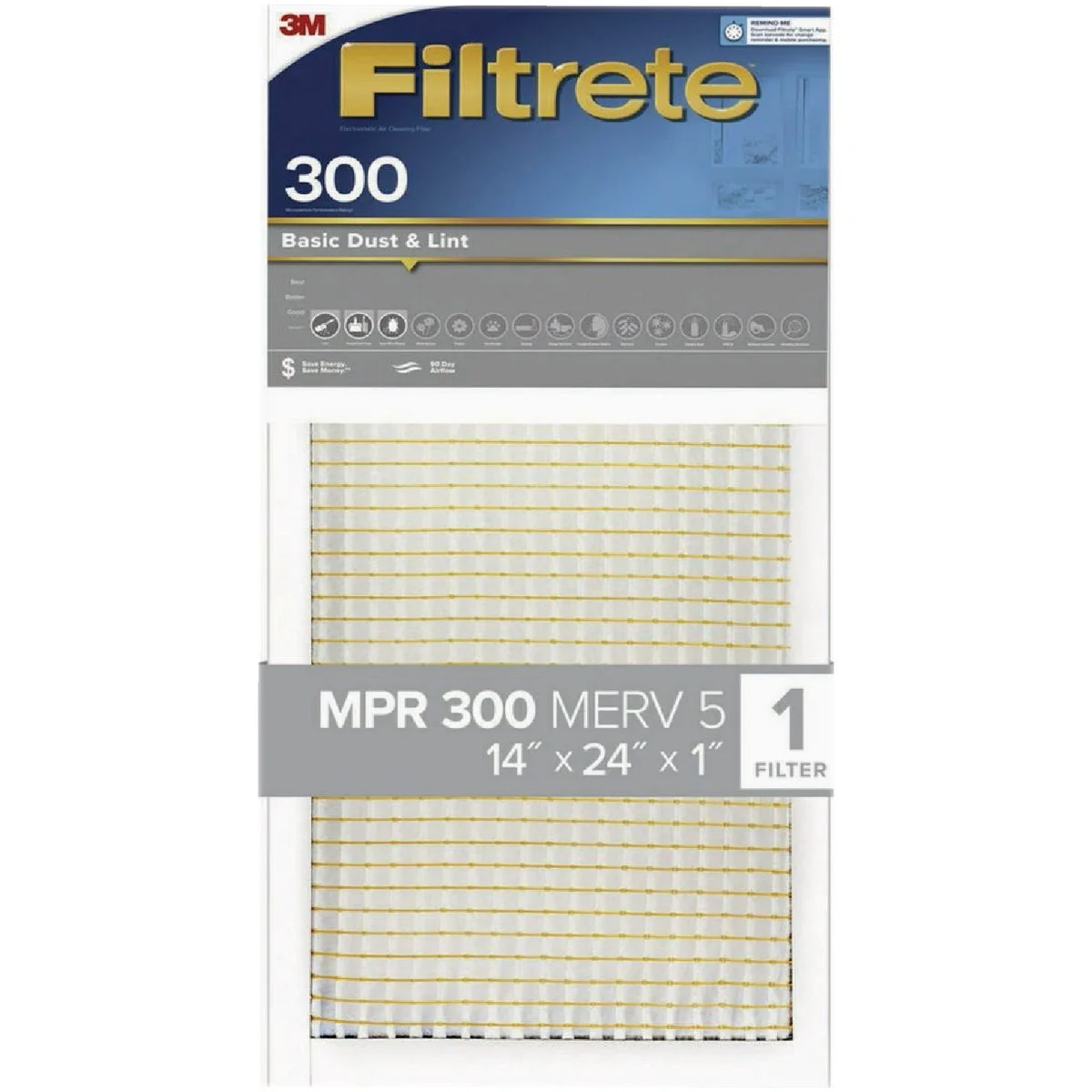 Quality 3M Filtrete 14 In. x 24 In. x 1 In. Basic Dust Lint 300 MPR Furnace Filter Proven