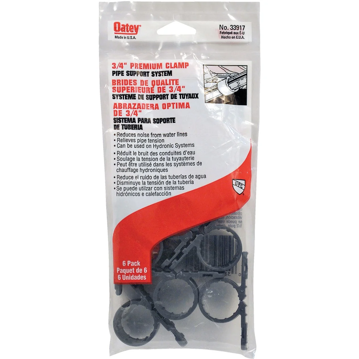 Consistent Oatey Standard 3 4 In. Plastic Nail-On Pipe Clamps 6-Pack Pure