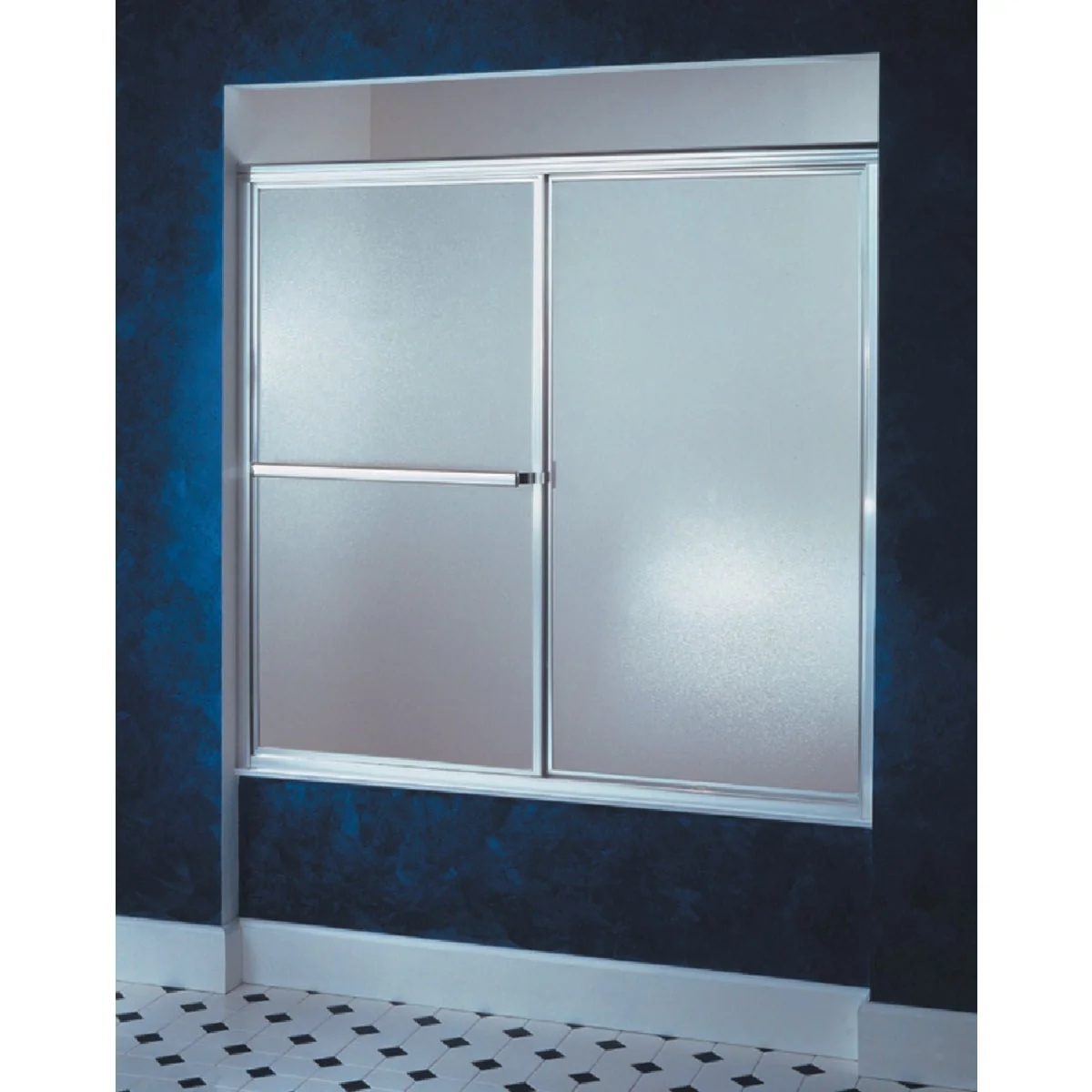 Relaxed Sterling Deluxe Framed 59-3 8 In. W. X 56-1 4 In. H. Chrome Rain Glass Sliding Tub Door Elegant