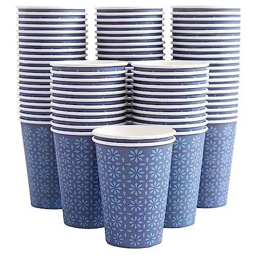 Genuine 210 Pack Paper Cups 16 oz Bulk Disposable Coffee Cups Navy Floral 210 Count Fine Crafted