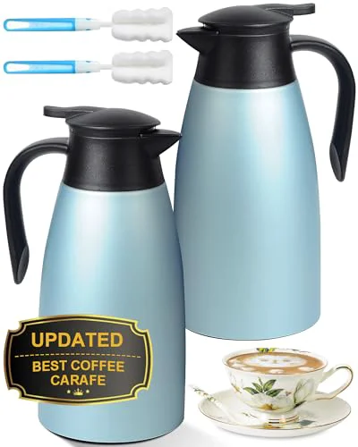 Reusable 70 OZ Updated Thermal Coffee Carafe for keeping hot 2 Count Detailed