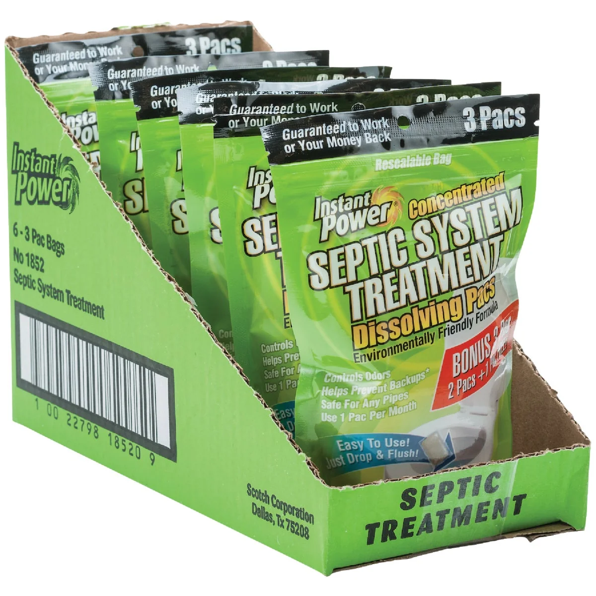 Eco-Friendly Instant Power Concentrated Septic Tank Treatment Dissolving Pacs 3-Pack Artisan
