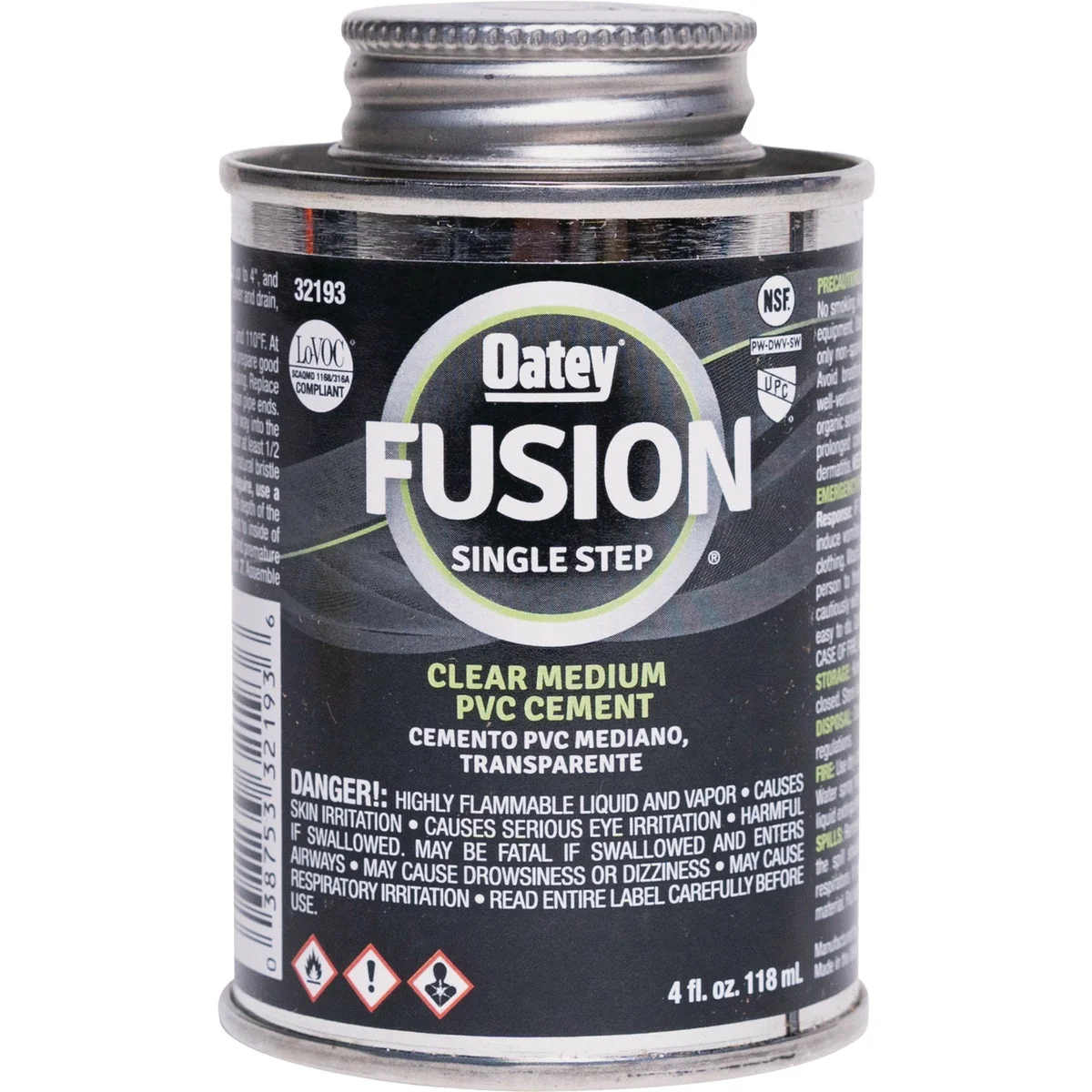 Safe Oatey FUSION 4 Oz. Single-Step Medium Bodied Clear Priming PVC Cement Proven