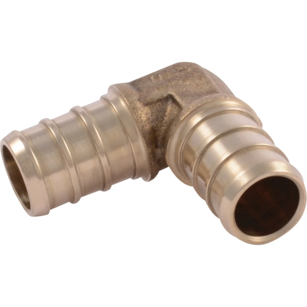 Flexible SharkBite 1 2 In. x 1 2 In. Barb 90 Deg. Brass PEX Elbow 1 4 Bend 25-Pack Eco-Friendly
