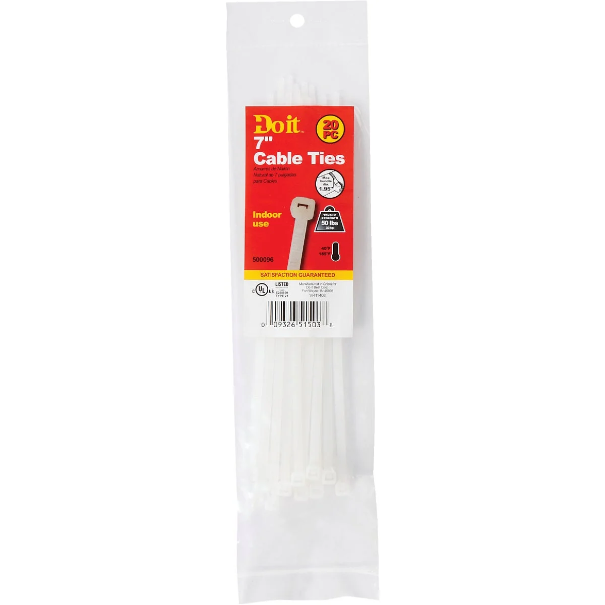 Official Do it 7 In. x 0.189 In. Natural Color Molded Nylon Cable Tie 20-Pack Lightweight