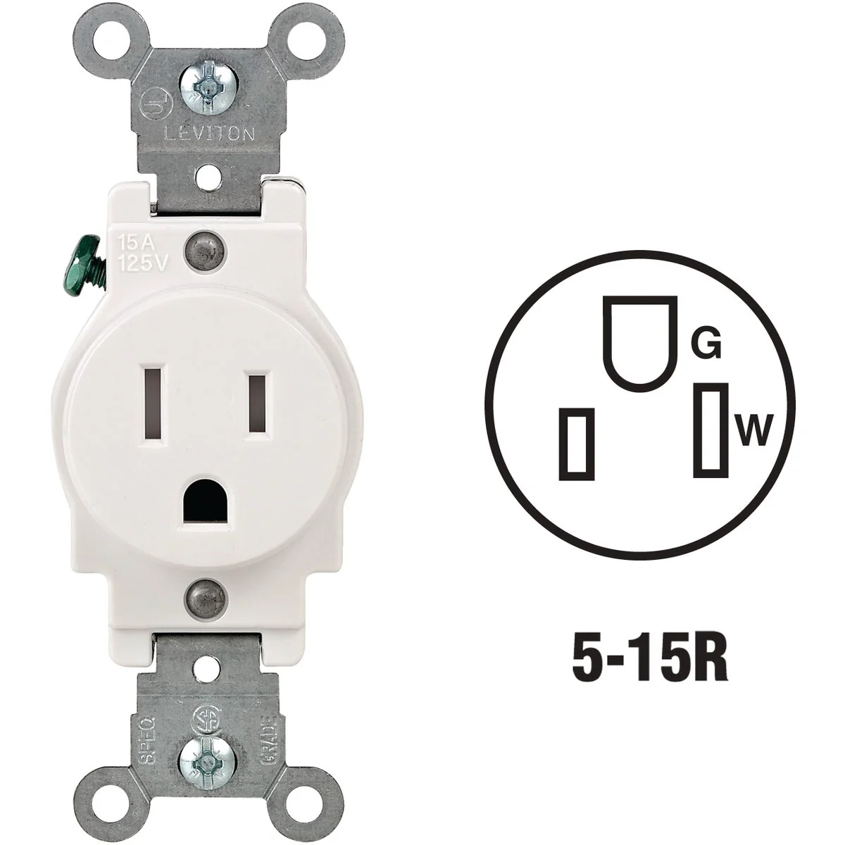 Effective Leviton 15A White Commercial Grade 5-15R Tamper Resistant Single Outlet Verified