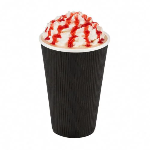 Consistent Ripple Wall Coffee Cups 500 Count 16 Ounce Insulated Black Paper Cups Recyclable