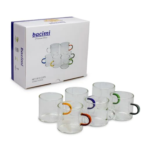 Optimized Clear Espresso Cups with Colorful Handles 6 Count Outstanding