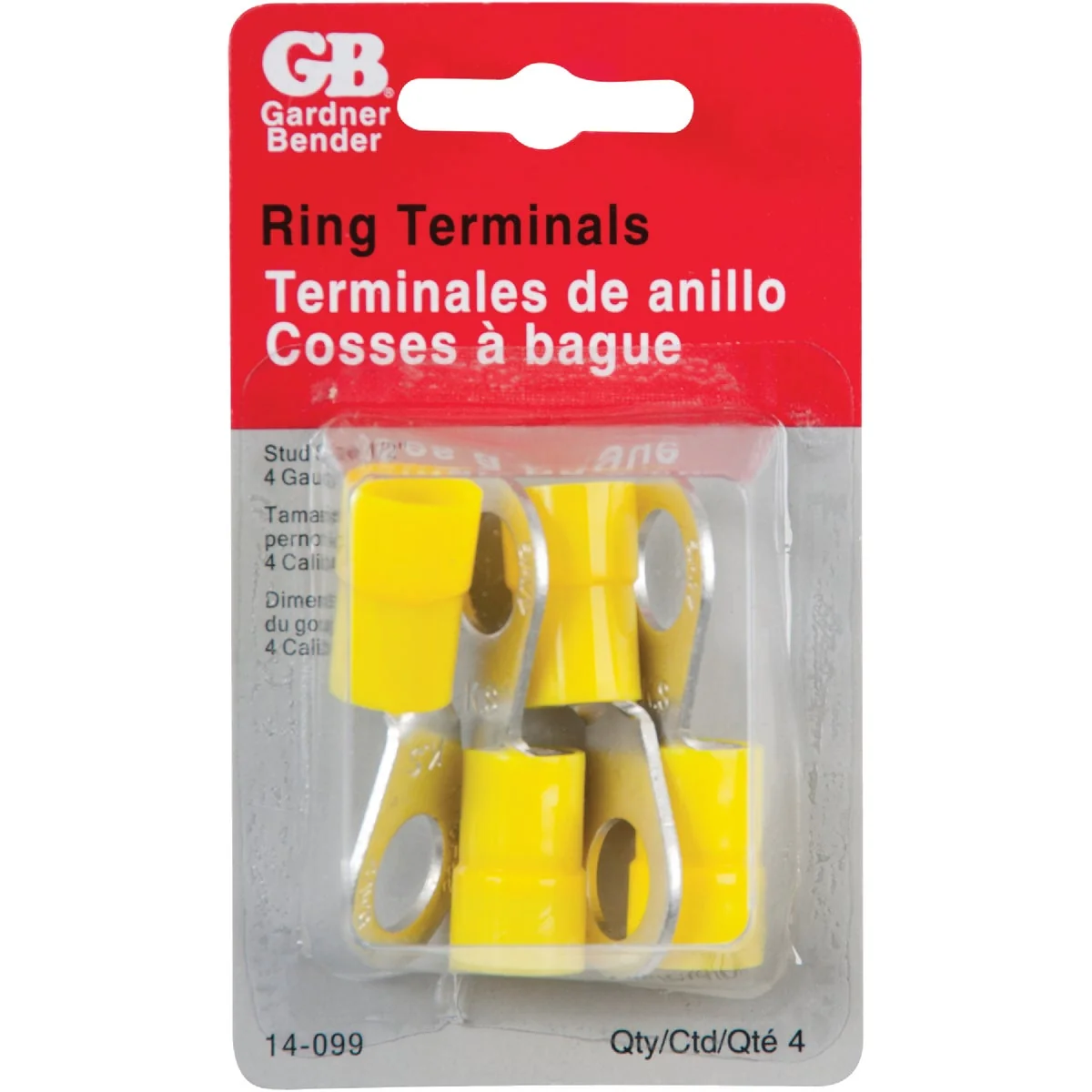 Traditional Gardner Bender 4 AWG 1 2 In. Stud Size Yellow Vinyl-Insulated Barrel Ring Terminal 4-Pack Genuine