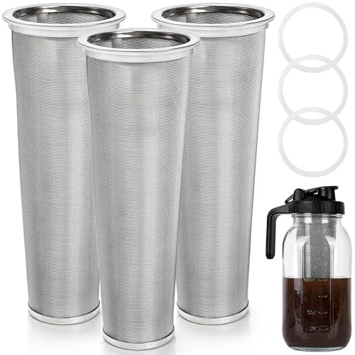 Optimized 3 Pack Cold Brew Coffee Filter for 64oz Wide Mouth Mason Jar 3 Count Selected