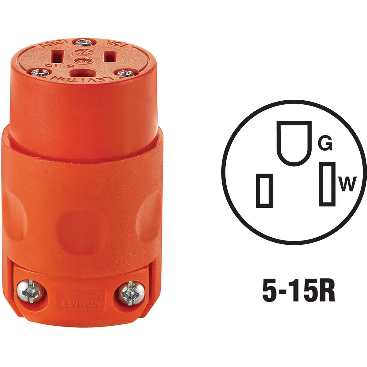 Unique Leviton 15A 125V 3-Wire 2-Pole Residential Grade Cord Connector Organic