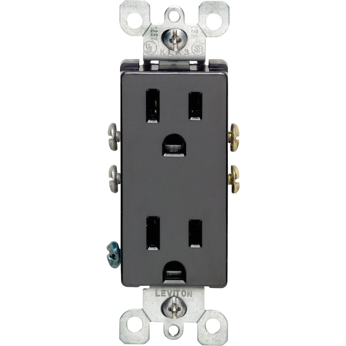 Luxury Leviton Decora 15A Black Residential Grade 5-15R Duplex Outlet High-Grade