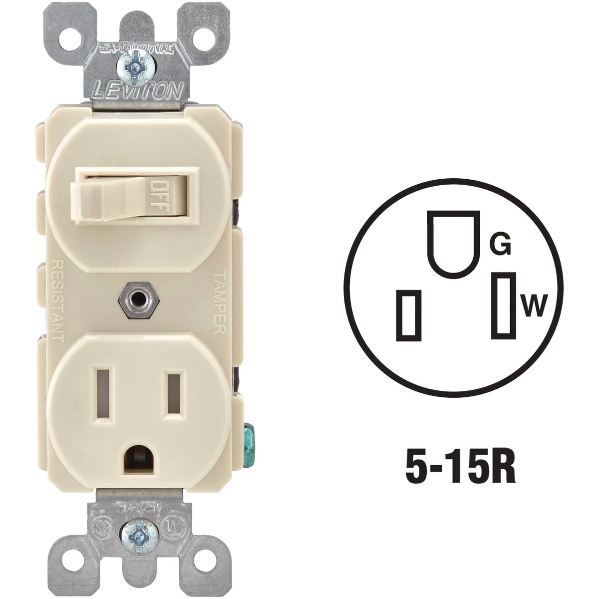 Reliable Leviton Light Almond 15A Commercial Grade Switch Outlet Solid
