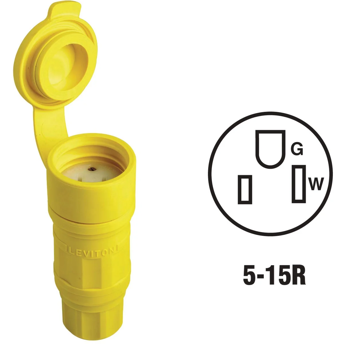 Solid Leviton 15A 125V 3-Wire 2-Pole Wetguard Cord Connector Optimized
