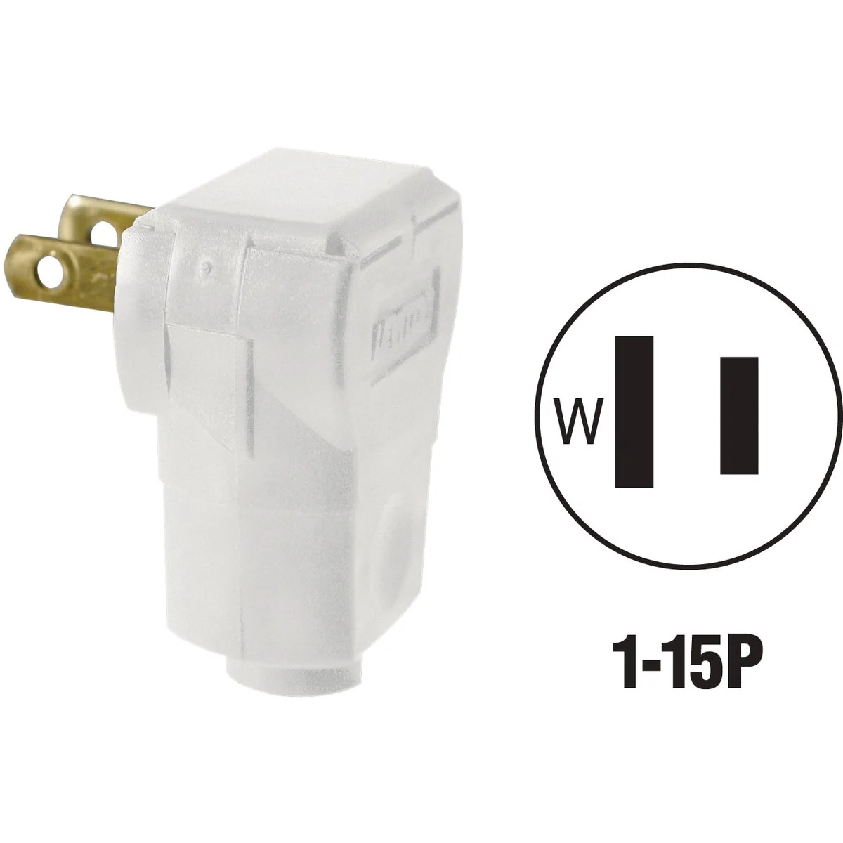 Expertly Made Leviton 15A 125V 2-Wire 2-Pole Angle Cord Plug White Long-Lasting